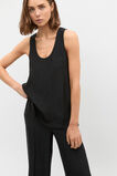 Crinkled Satin Longline Tank  Black  hi-res