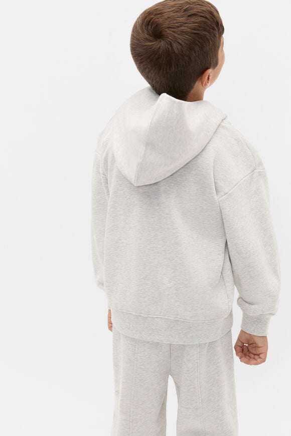 Piping Detail Hoodie  Light Grey Marle  hi-res