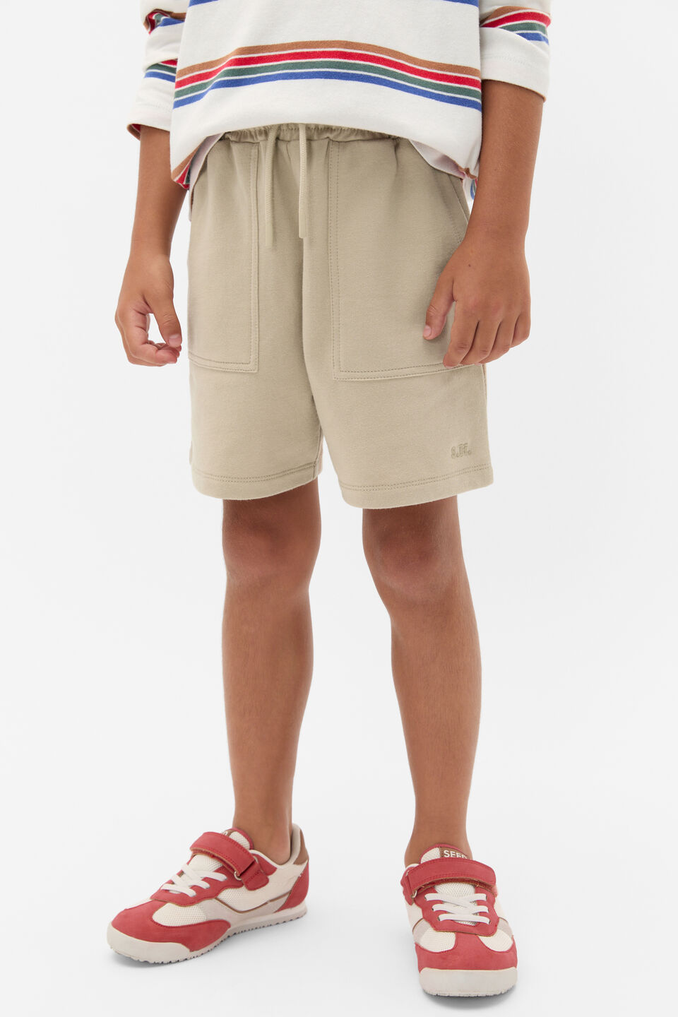 Stitch Detail Track Short  Milk Tea