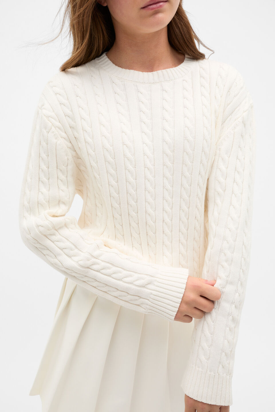 Relaxed Cable Knit Sweater  Classic Cream