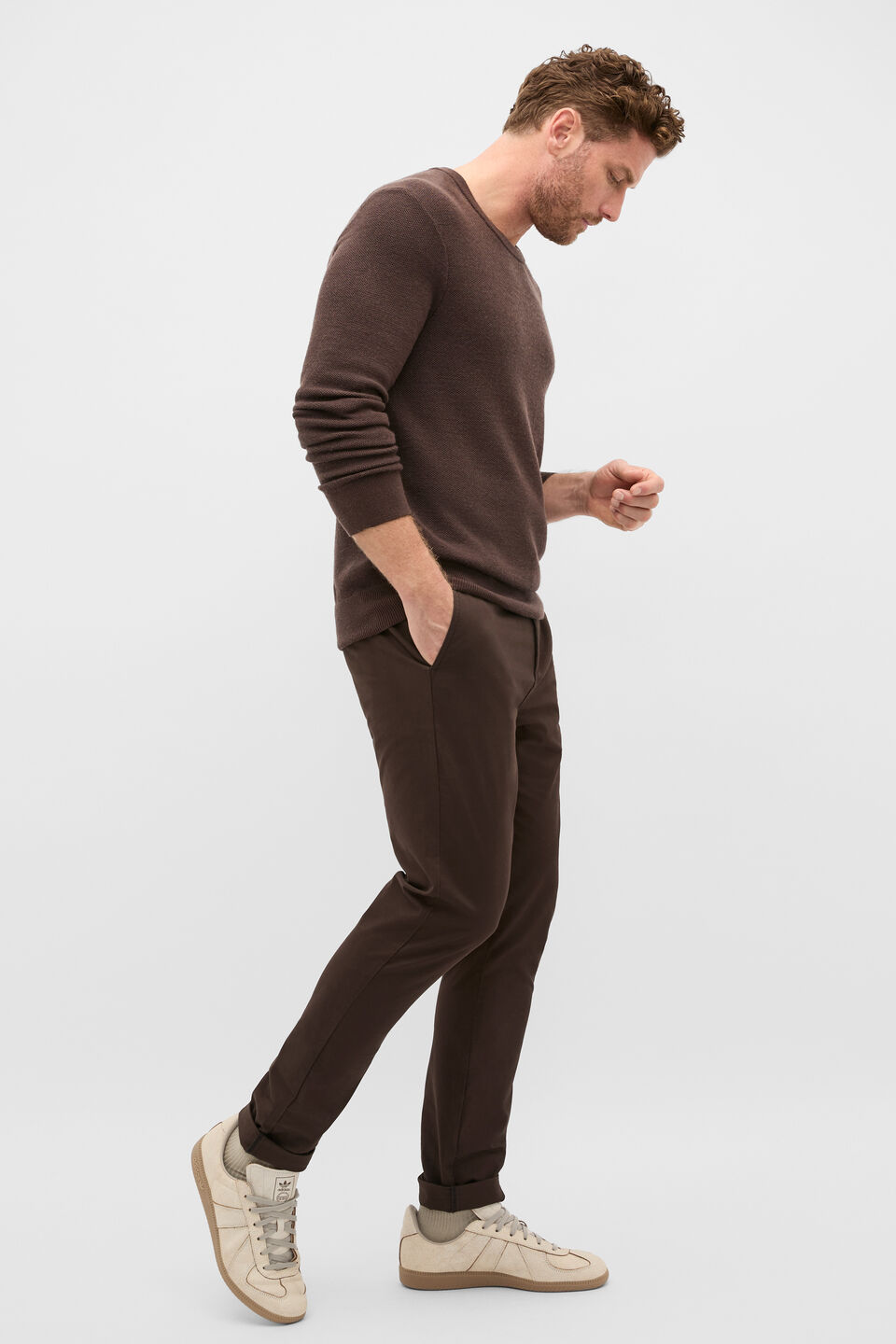 Merino Crew Neck Knit  Dark Chocolate