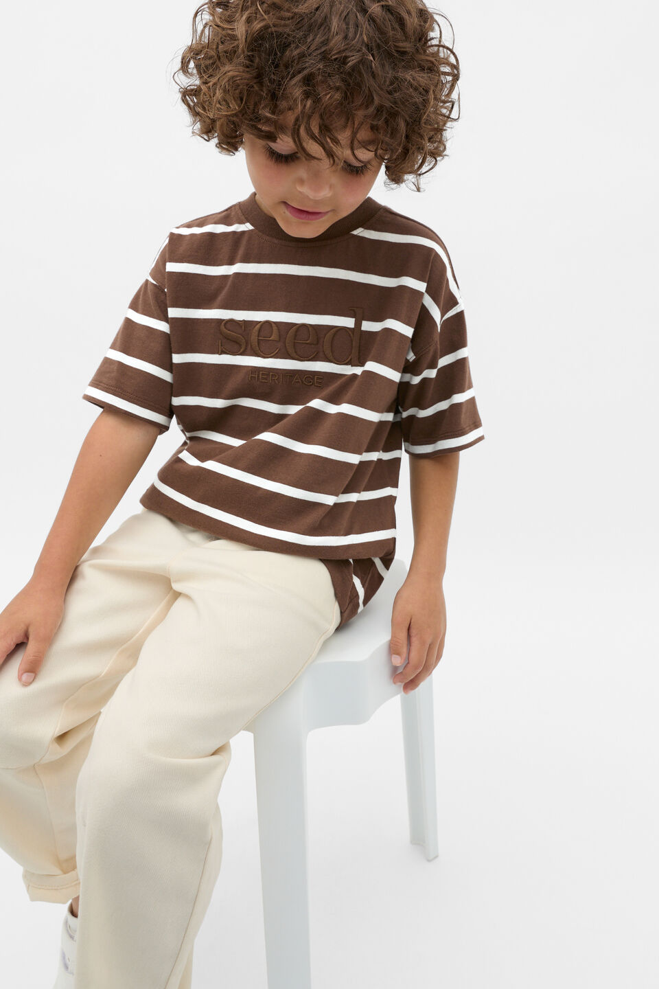 Stripe Logo Tee  Cacao