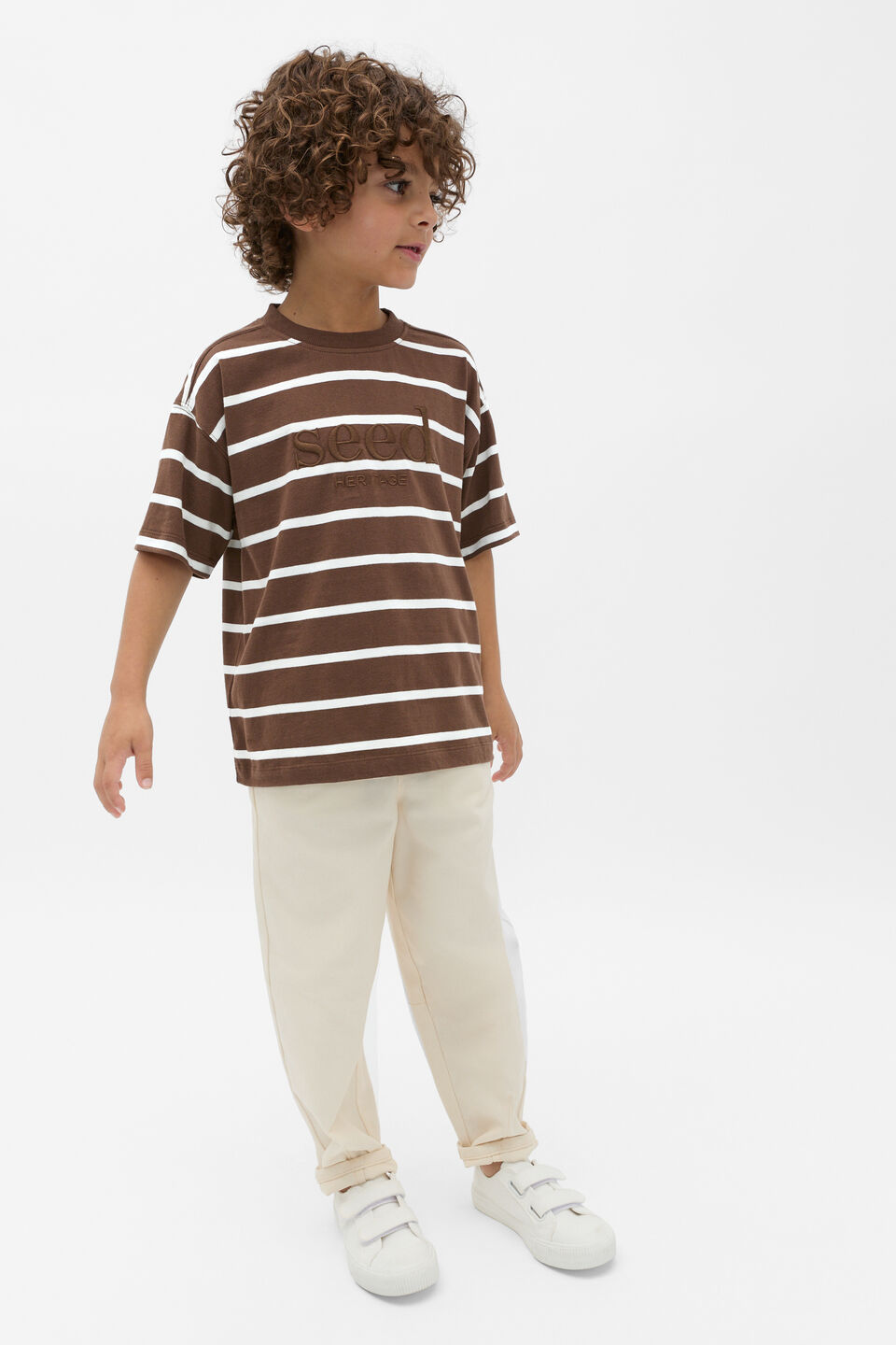 Stripe Logo Tee  Cacao