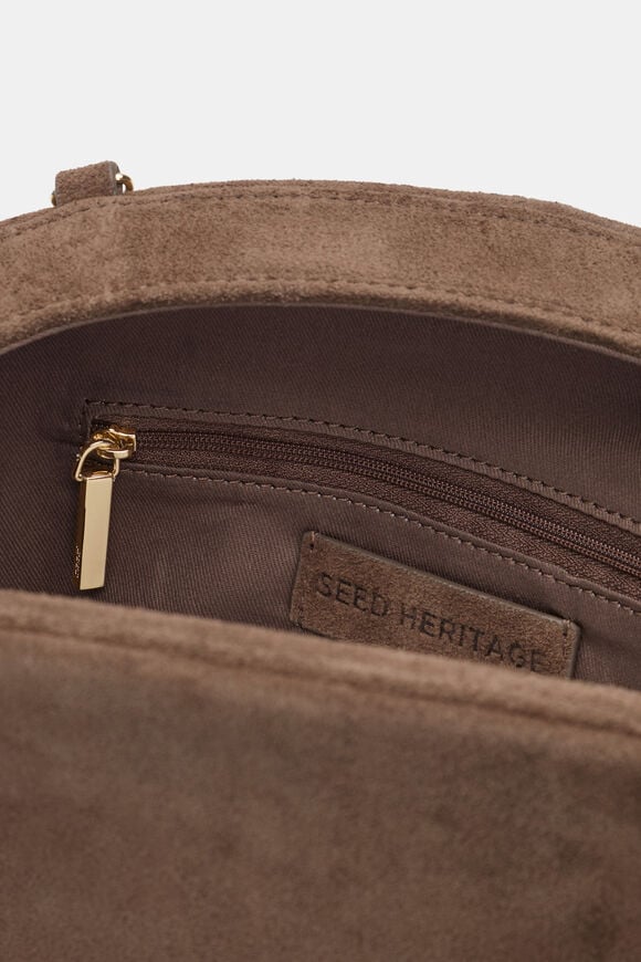 Suede Rounded Clutch  Cocoa Suede  hi-res