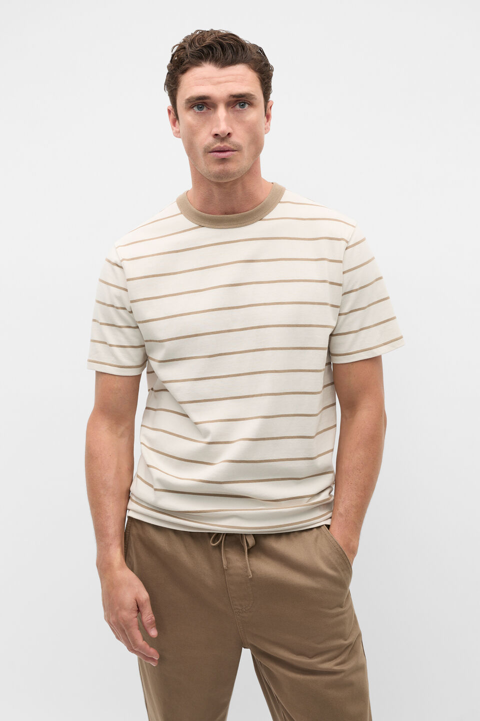 Crew Stripe Tee  Dark Stone