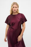 Satin Knot Front Dress  Plum Red  hi-res