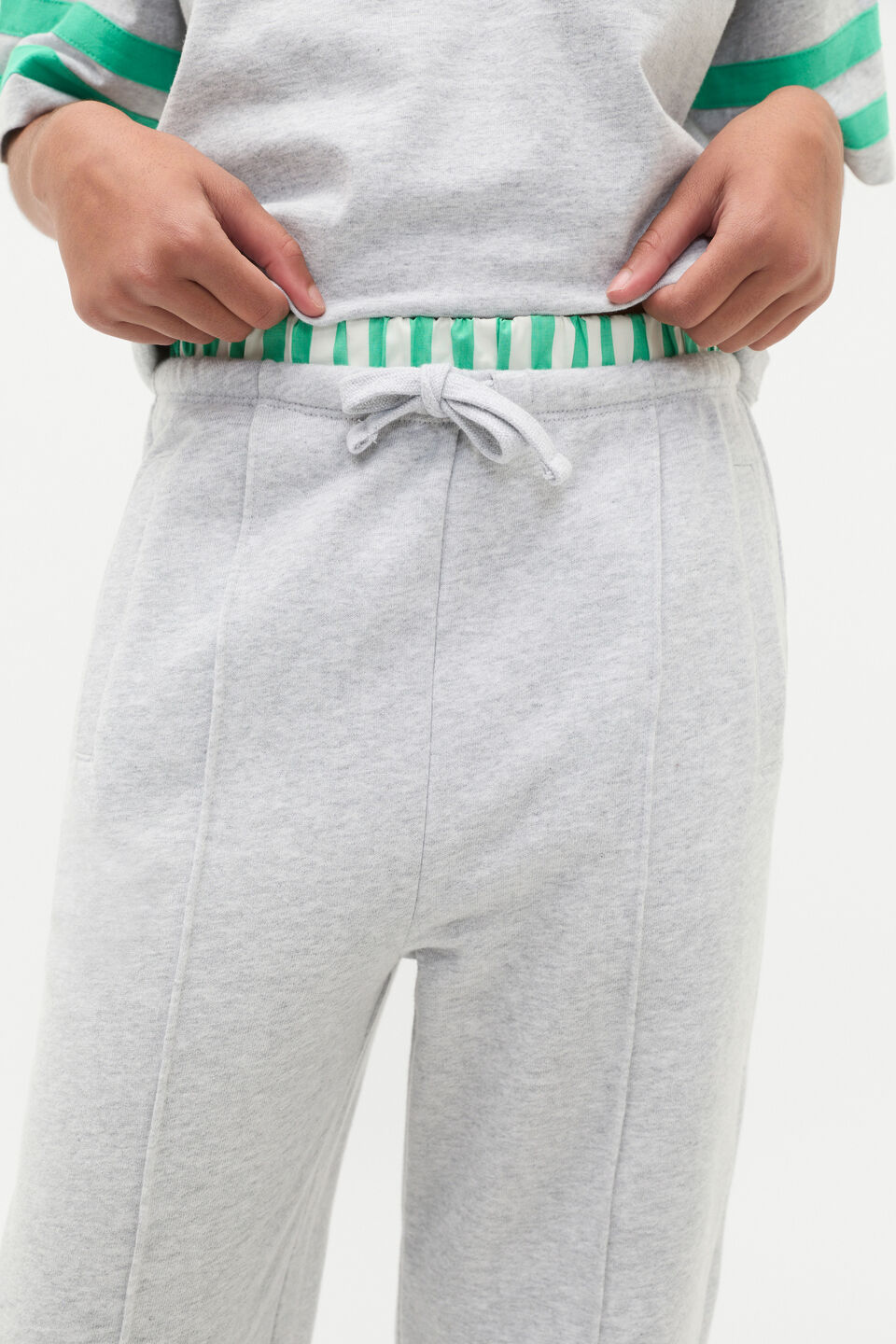 Pin Tuck Track Pant  Cloud Grey Marle