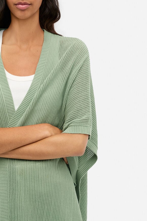 Open Weave Poncho  Eucalyptus  hi-res