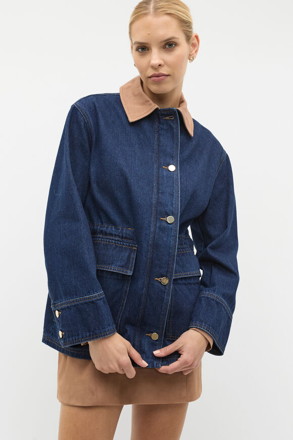Denim Contrast Collar Jacket  Twilight Blue  hi-res