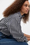 Stripe Cotton Oversized Shirt  Twilight Blue Stripe  hi-res