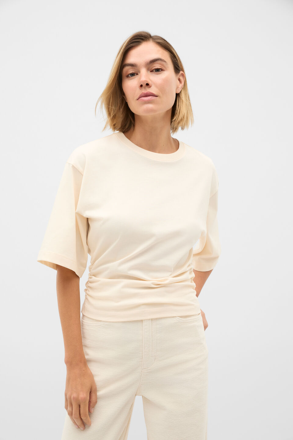 Waisted Crop Tee  Coconut Cream