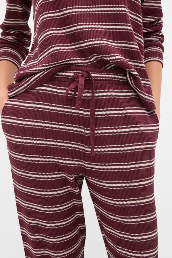 Waffle Top and Pant PJ Set  Plum Red Marle  hi-res