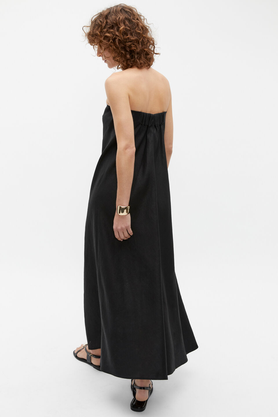 Core Linen Strapless Maxi Dress  Black