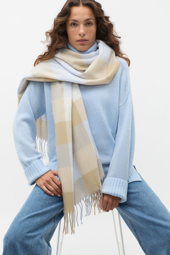 Check Scarf  Ice Blue  hi-res