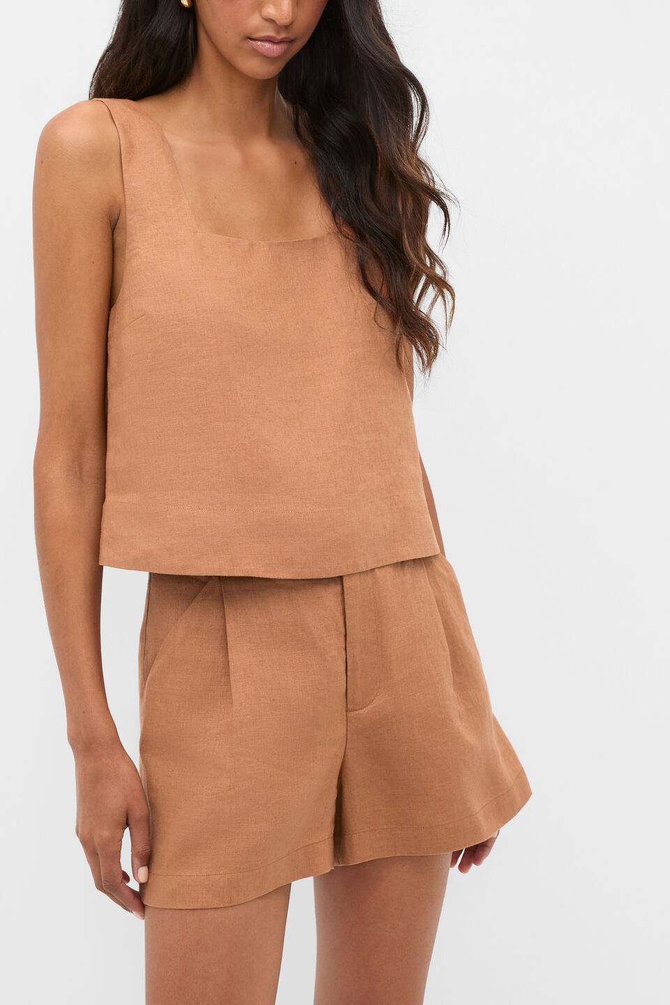 Square Neck Linen Shell Top  Copper