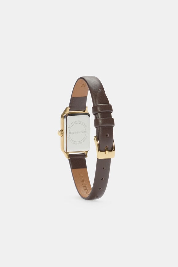 Seed Leather Watch  Chocolate  hi-res