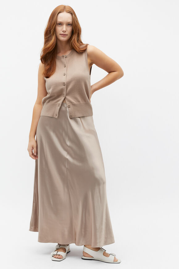 Satin Midi Swing Skirt  Cookie  hi-res