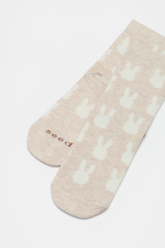 Bunny Yardage Sock  Oat Marle  hi-res