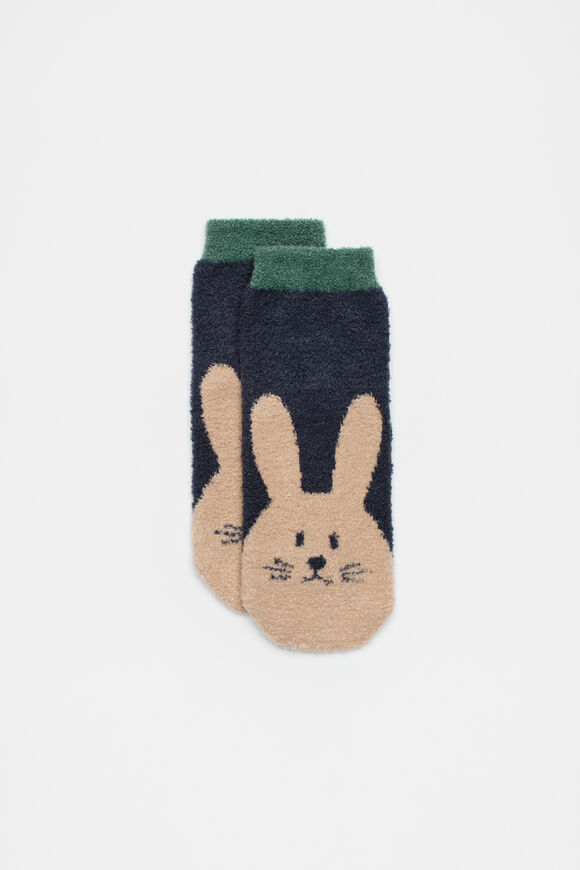 Fluffy Bunny Sock  Navy  hi-res