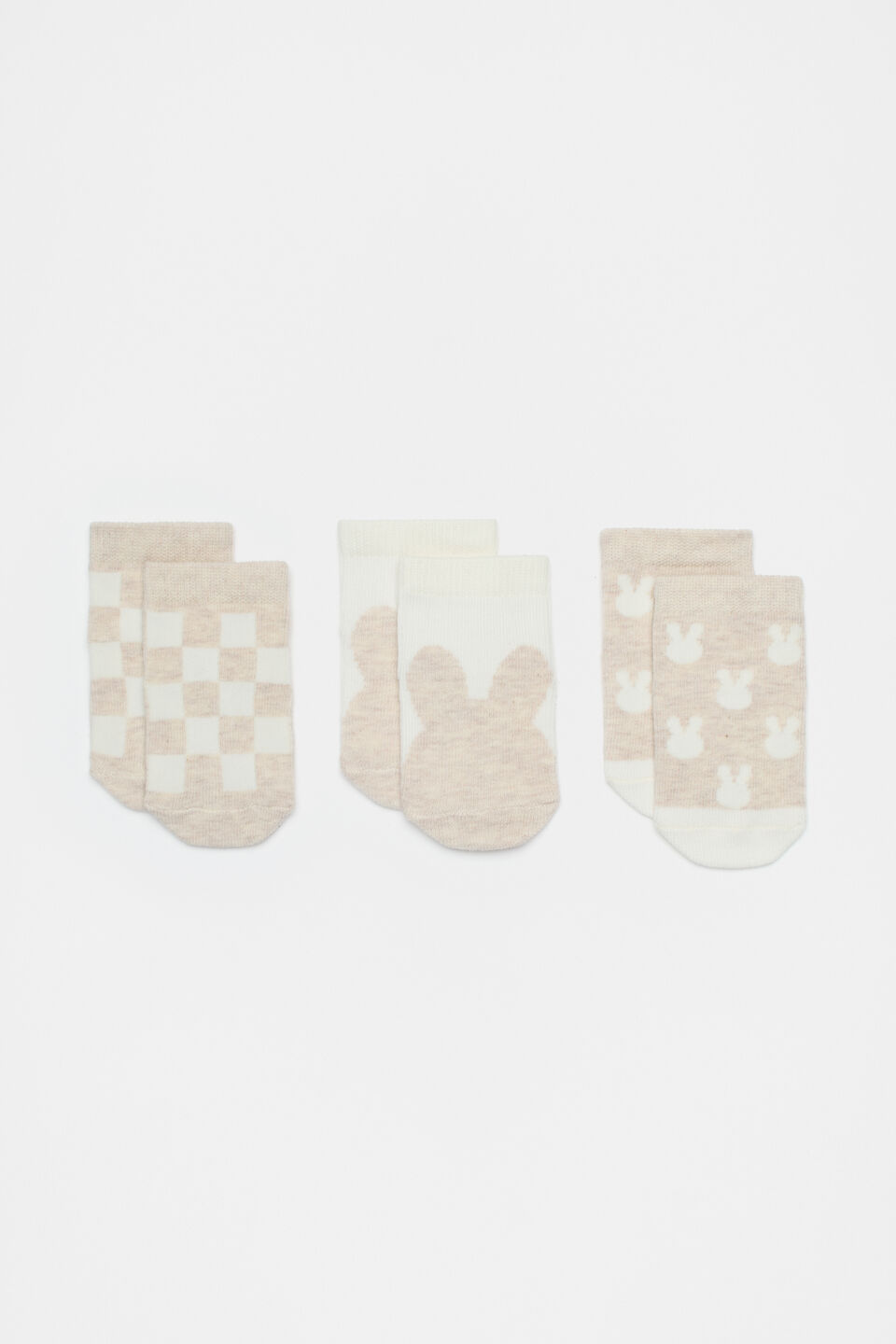 Bunny Check Sock 3 Pack  Oat Marle