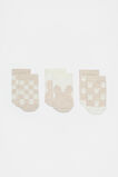 Bunny Check Sock 3 Pack  Oat Marle  hi-res