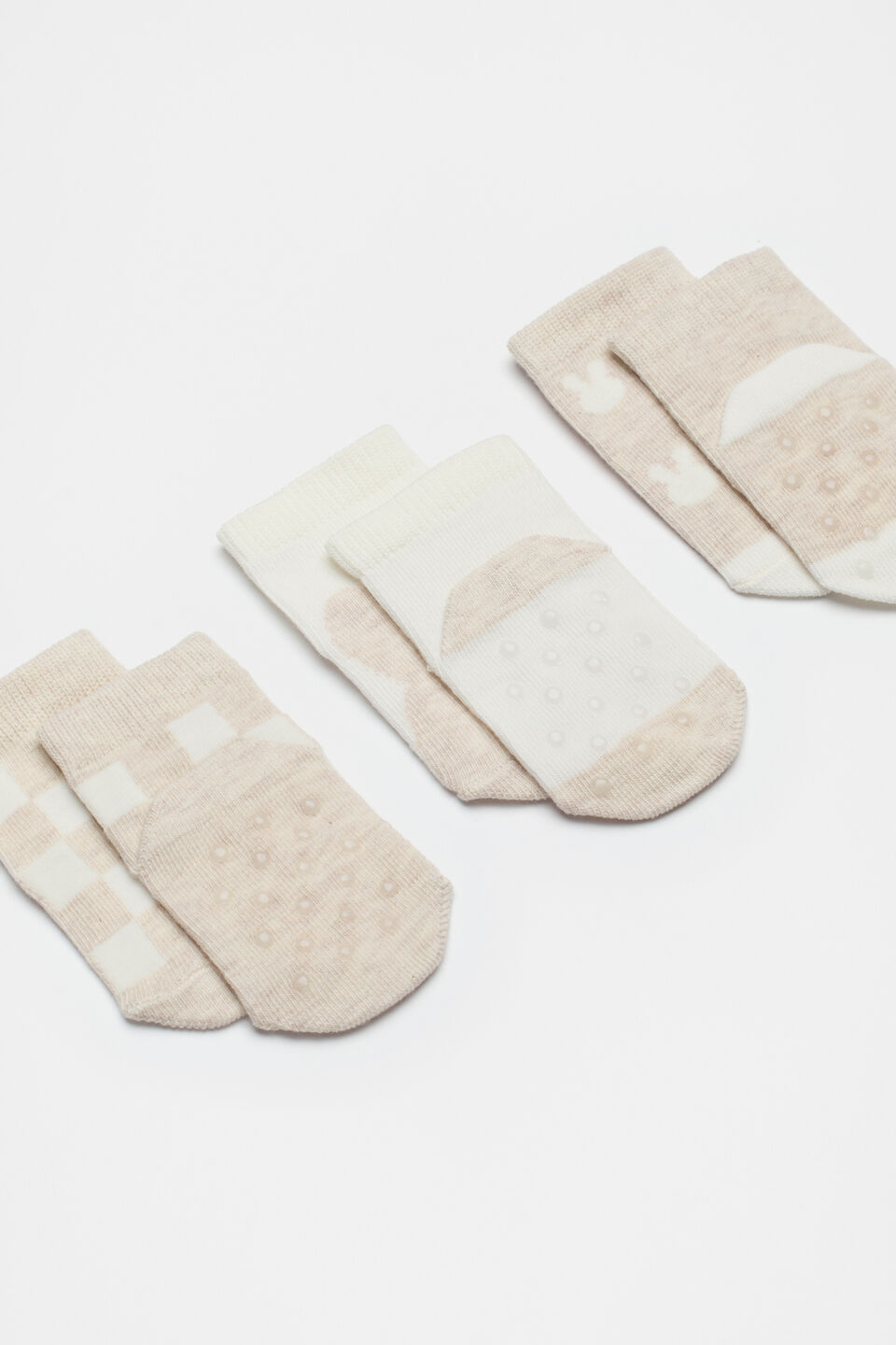 Bunny Check Sock 3 Pack  Oat Marle