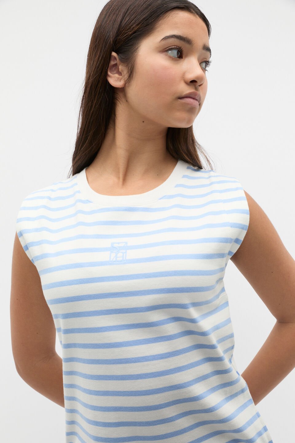 Stripe Logo Dress  Bright Sky