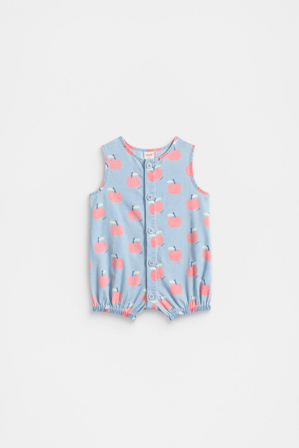 Chambray Apple Romper  Multi