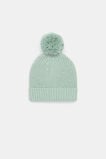 Knitted Pompom Beanie  Sage  hi-res