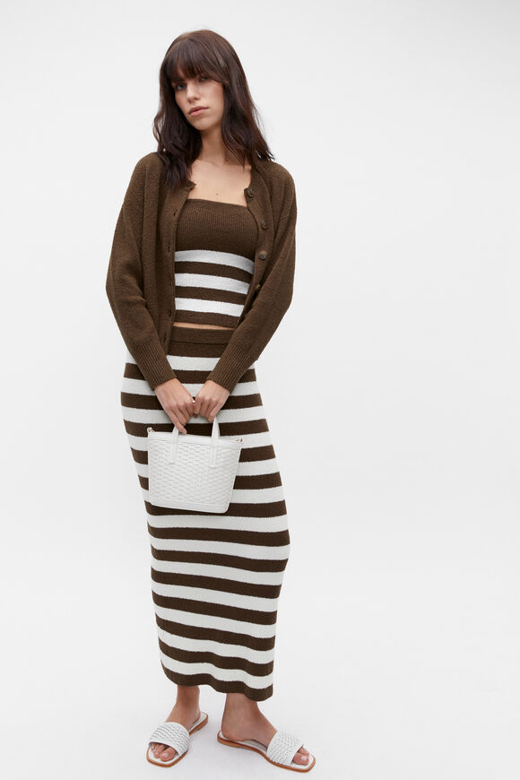 Boucle Stripe Knit Skirt  Dark Praline Stripe  hi-res