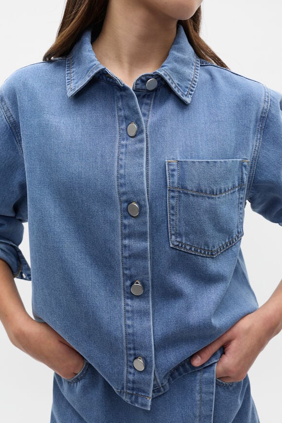 Slouchy Denim Shirt  Mid Wash  hi-res