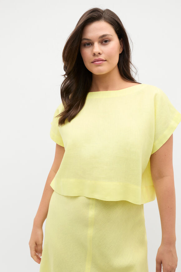 Linen Boxy Shell Top  Lemongrass  hi-res
