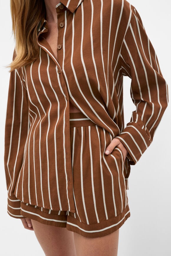 Stripe Shirt and Short PJ Set  Biscoff  hi-res