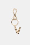 Gold Initial Keyring  V  hi-res