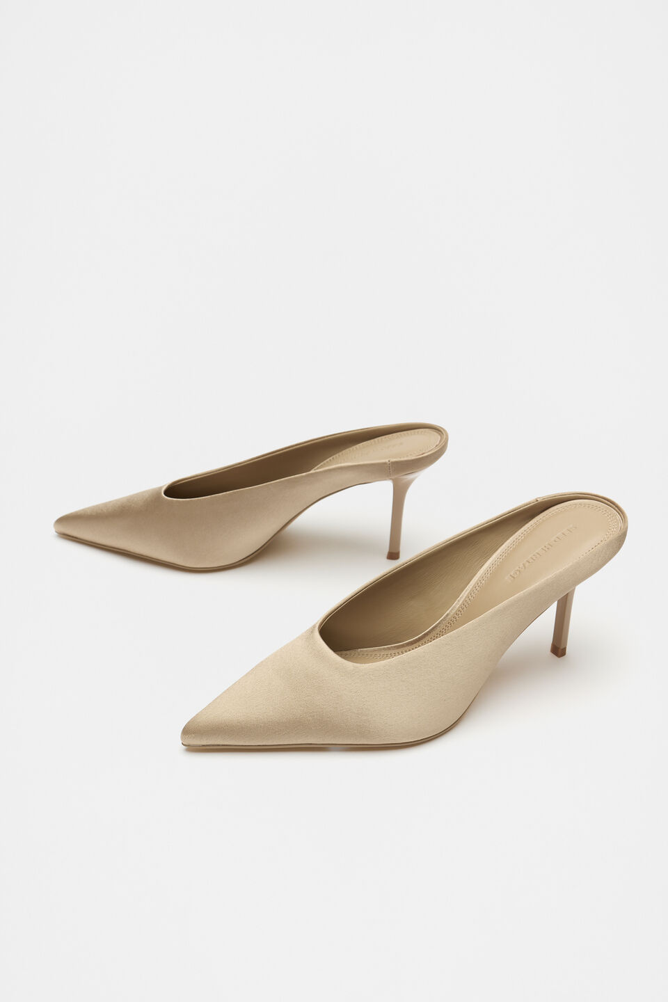 Aisha Satin Heeled Mule  Rye