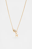 Stone Drop Initial Necklace  H  hi-res