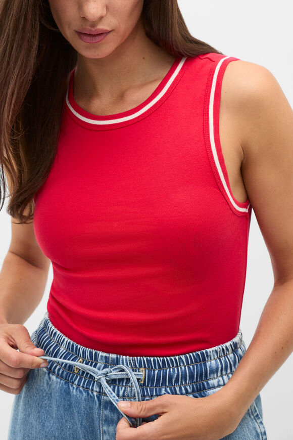 Australian Cotton Contrast Tank  Poppy  hi-res