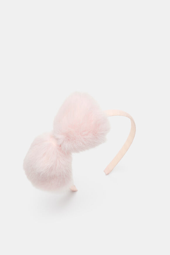 Faux Fur Bow Headband  Pink Lemonade  hi-res
