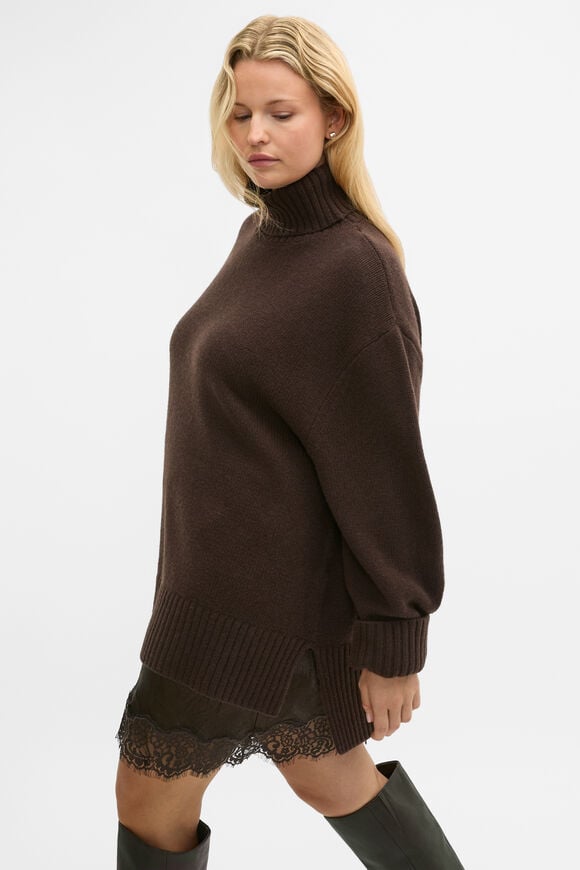 Australian Merino Oversized Roll Neck  Coffee Bean  hi-res