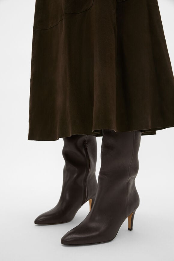 Suede Midi A Line Skirt  Coffee Bean  hi-res