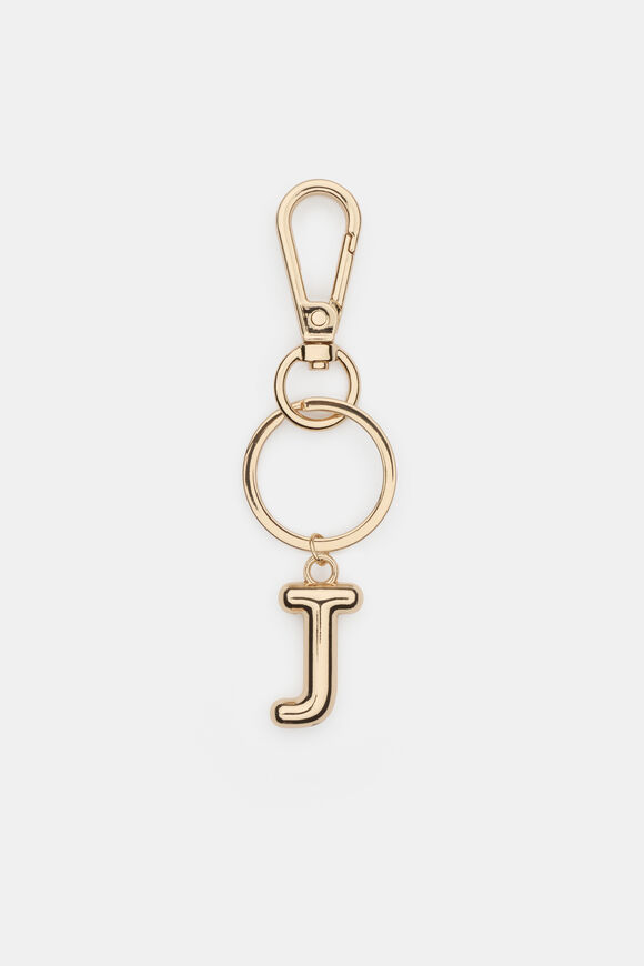 Gold Initial Keyring  J  hi-res