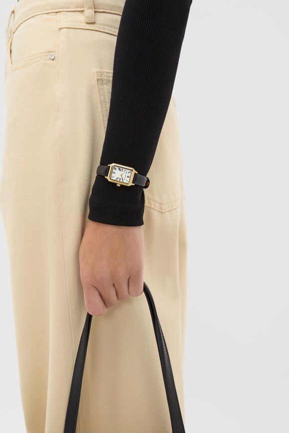 Seed Leather Watch  Black  hi-res