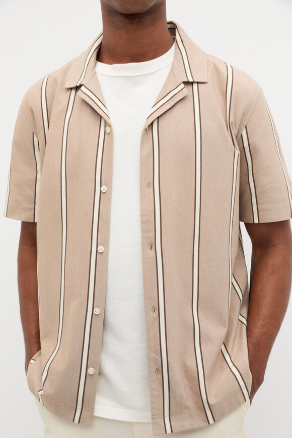 Stripe Pique Shirt  Nougat  hi-res