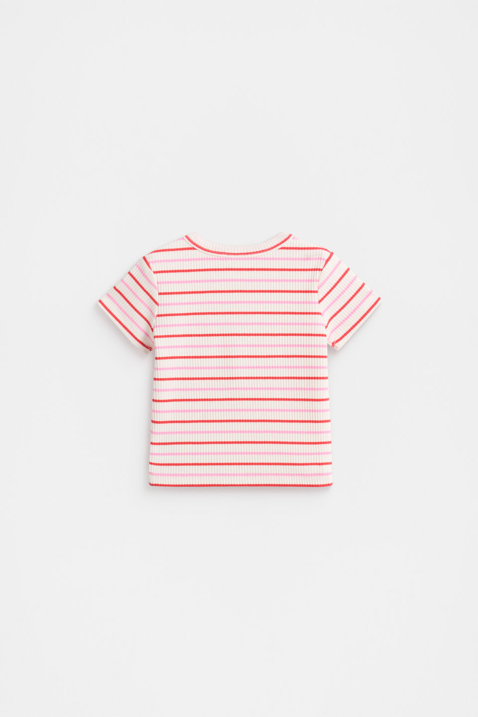 Stripe Logo Rib Tee  Candy Pink Multi