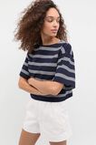 Boxy Boat Neck Tee  Twilight Blue Stripe  hi-res