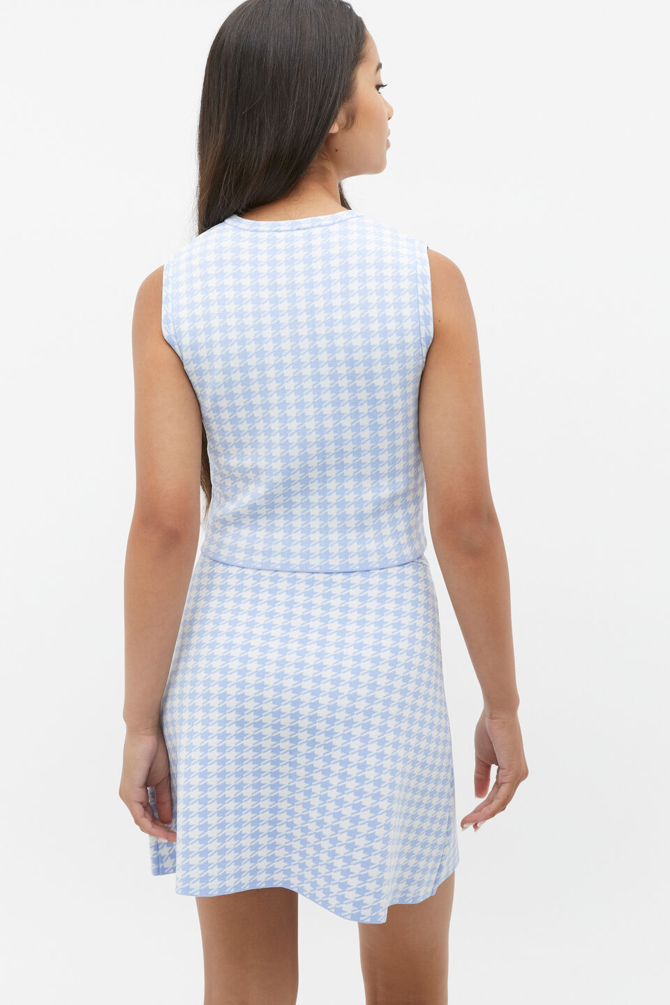 Houndstooth Knit Tank  Blue Jay