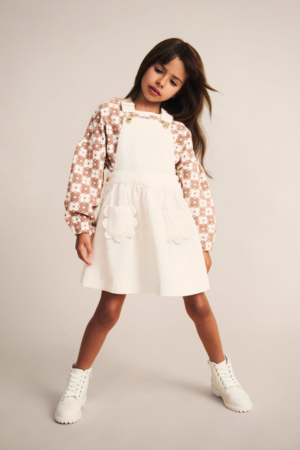 Cord Pocket Pinafore  Classic Cream