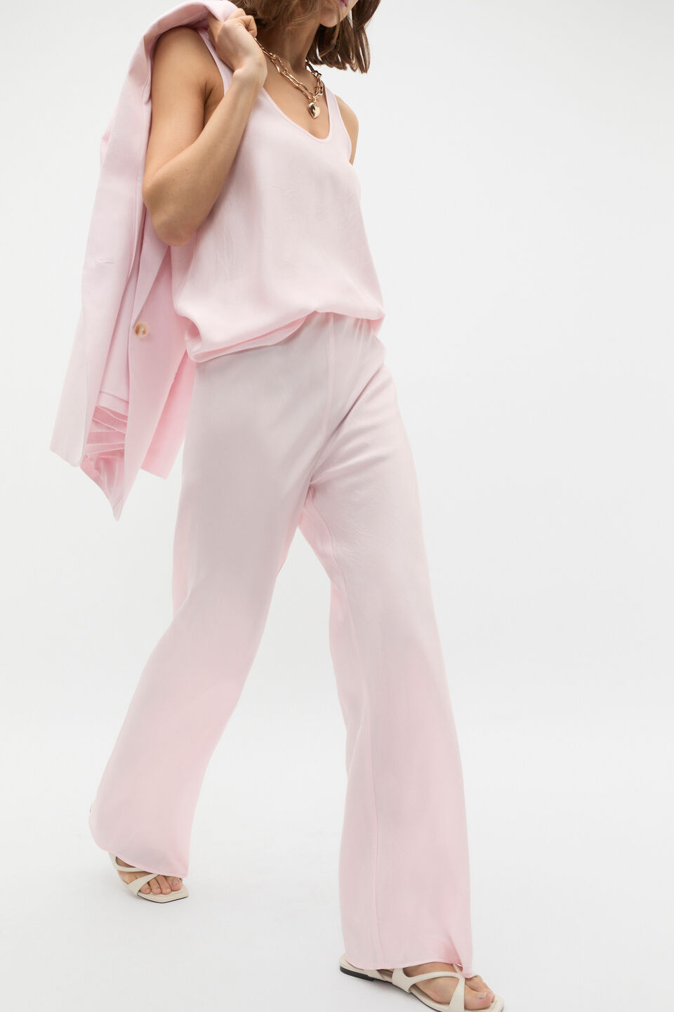 Crinkled Satin Pant  Primrose