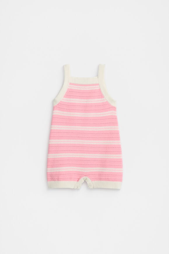 Stripe Knit Romper  Bubblegum  hi-res