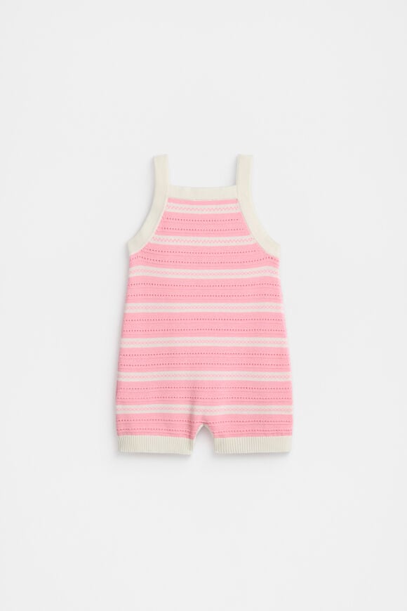 Stripe Knit Romper  Bubblegum  hi-res